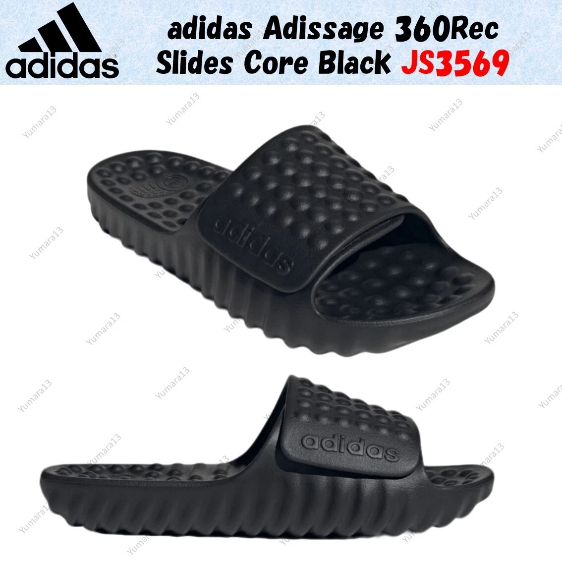 adidas Adissage 360Rec Slides Core Black JS3569 Men's Size
