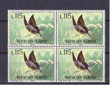 Francobolli San Marino 1963 Farfalle e Fiori 115 L. MNH QUARTINA SAS648