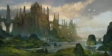 Landscape fantasy art city Custom Gaming Mat Desk