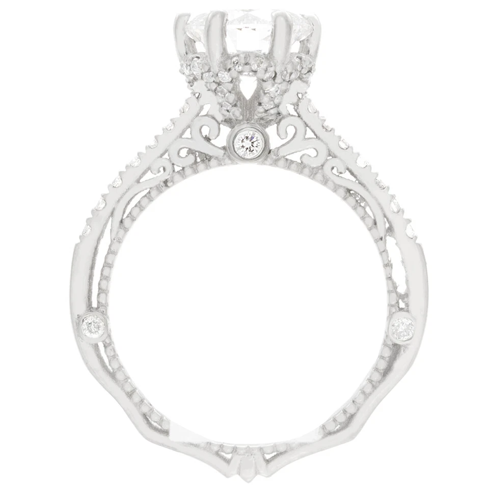 Помолвочное кольцо из белого золота 18 карат с сертифицированным ГИА бриллиантом круглой огранки 3,00 карата - Изображение 4 из 4