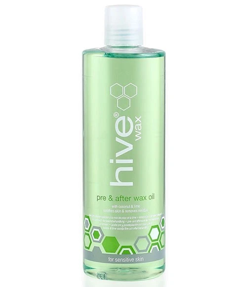 HIVE OF BEAUTY Hive Pre & After Wax OIL with COCONUT And LIME Sensitive - 400ml (GREEN BOTTLE)