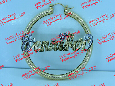 PERSONALIZED 14K GP 2.5'' ROUND HOOP NAME EARRINGS GIFT/JEWELRY any name up to 9 