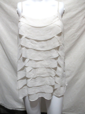Fora Size Medium White Tiered Racerback Scalloped Camisole Blouse