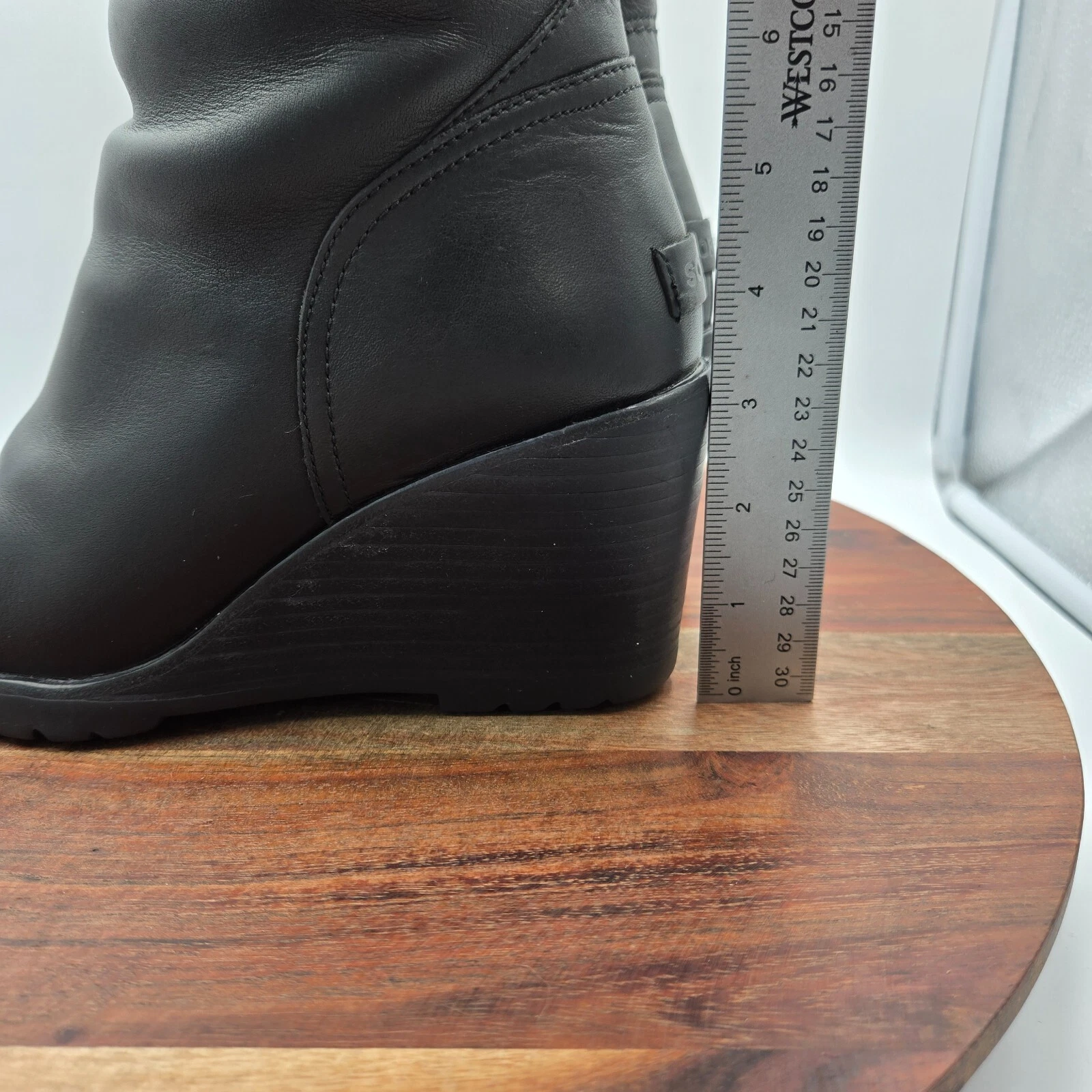 sorel after hours leather mid calf zip wedge waterproof boots