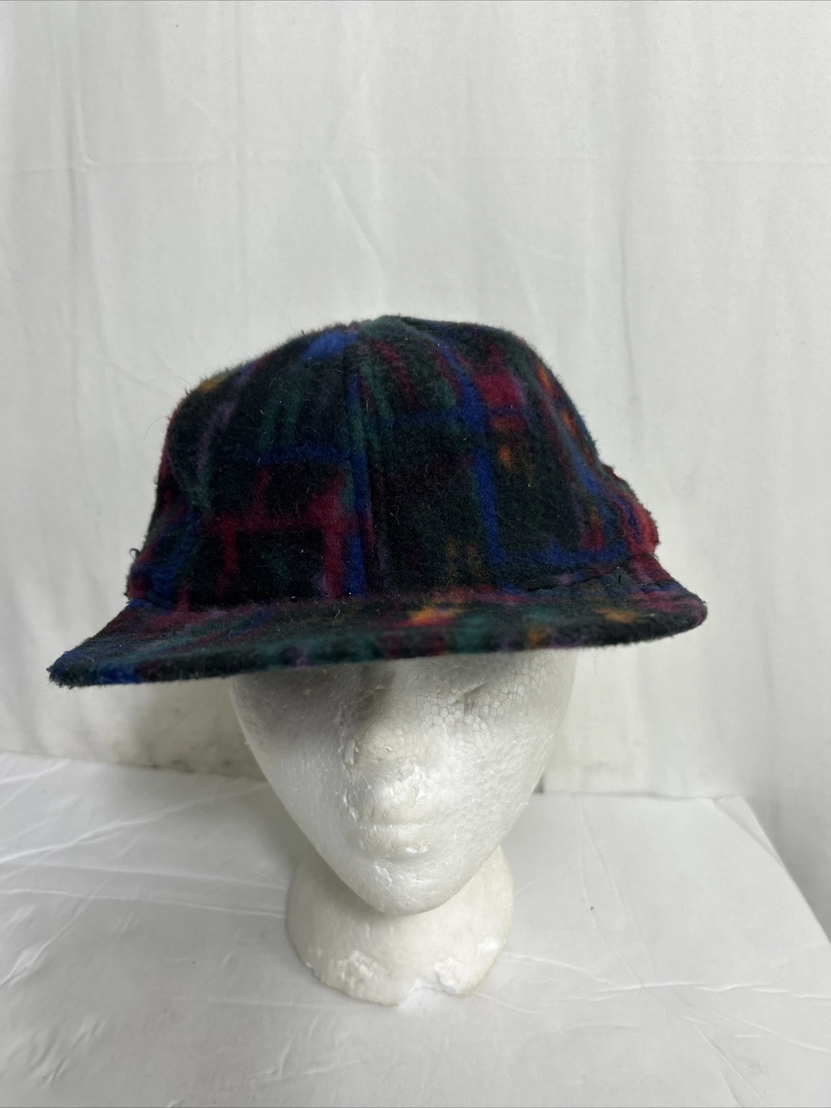 Vintage NIKE FIT Fleece Strapback Buckle Running Hat Cap 90s Multicolor Rare GUC