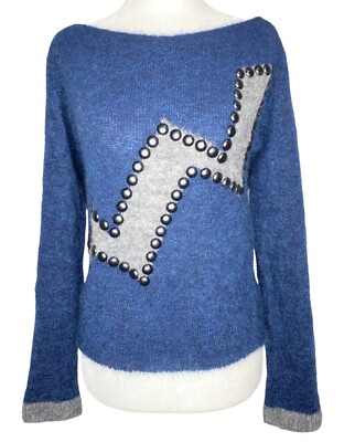 Ego Sonia De Nisco Mohair Wool Sweater Lightning Bolt Medium Made In Italy