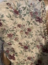 Victorian Floral Scarf Valance 56” X 208” Burgundy Sage Plum  Semi Sheer Nice