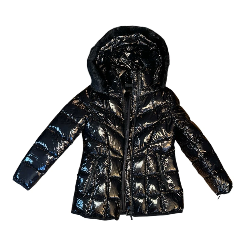 🔥 $525 Donna Karan New York Mujer Negro Brillante Puffer Chaqueta de Invierno Talla M 🔥 Foto 4 de 4