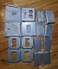 E20*Lot of 16 Assortment metallic Electrical Box Covers