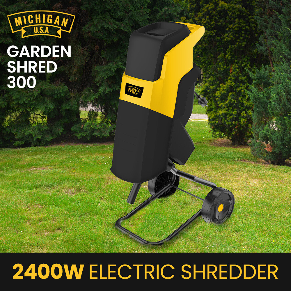 MICHIGAN 2400W Electric Garden Mulcher Shredder Portable Wood Chipper on Wheels eBay