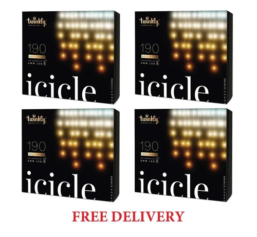 Set of 4 Twinkly Lights  190 Golden Edition Icicle