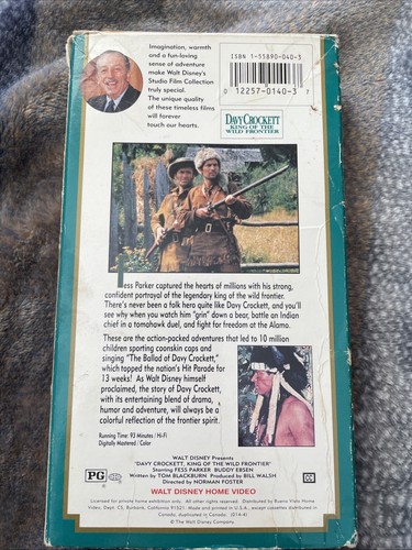 Davy Crockett King of the Wild Frontier VHS Walt Disney Tape - Picture 2 of 3