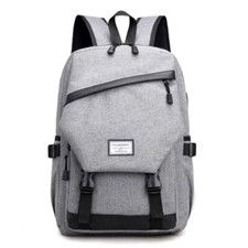 School/Travel Laptop Backpack with USB Port for Powerbank, Gray