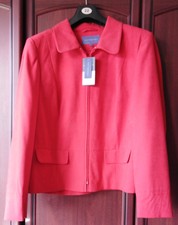Ladies Autonomy Red Faux Suede Short Biker Jacket Pea Coat - Size 20