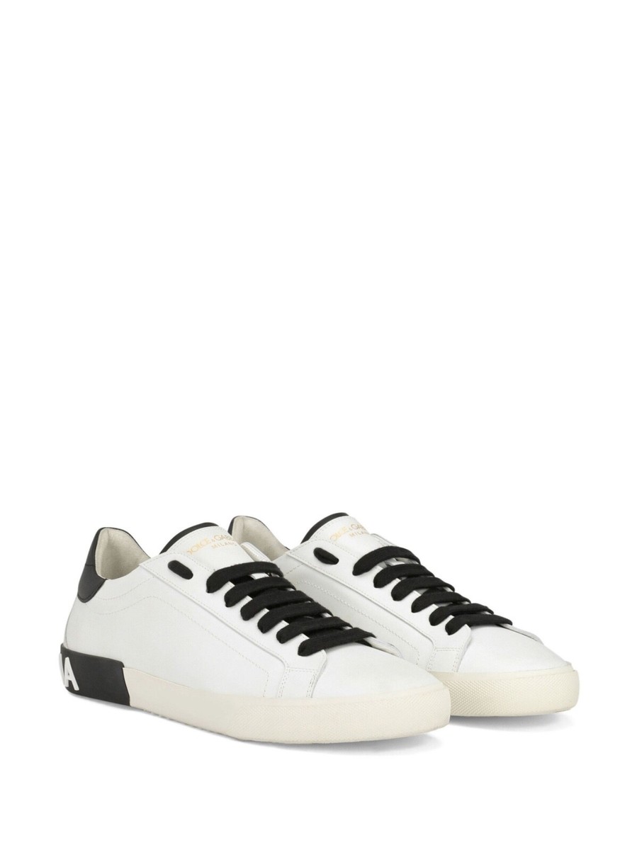 Dolce & Gabbana Portofino White/Black Low-Top Sneakers Men's