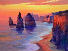 Seascape painting Original art Impressionism Oil on canvas by S. Chernyakovsky