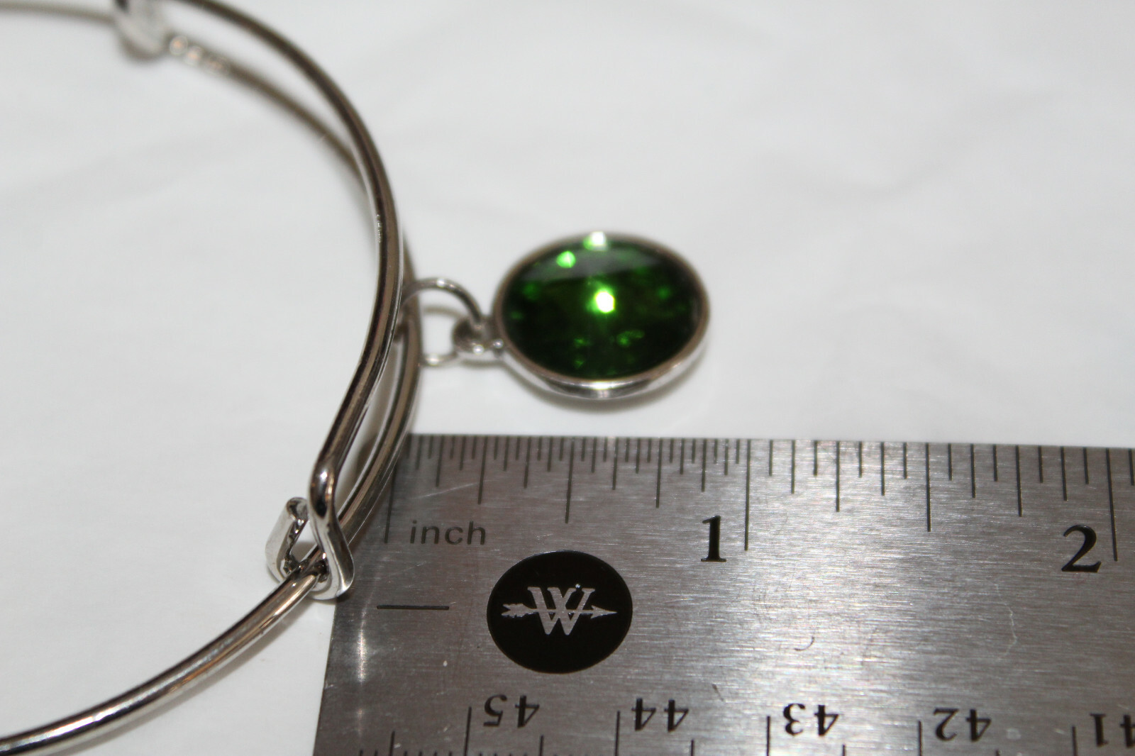 Beautiful Silvertone Adjustable Bangle Bracelet w… - image 3