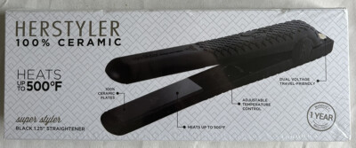 Herstyler Superstyler Ceramic Flat Iron Dual Voltage Hot Hair Straightener 1.25''