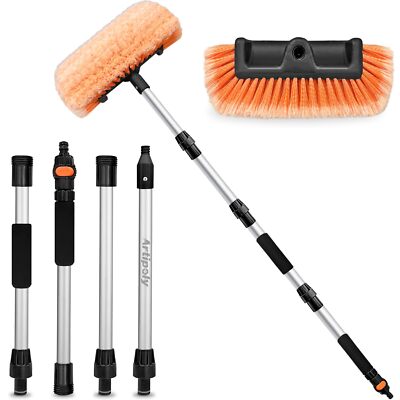 Car Wash Brush 72'' Long Handle Soft Bristle Flow-Thru for Car RV Truck Boat