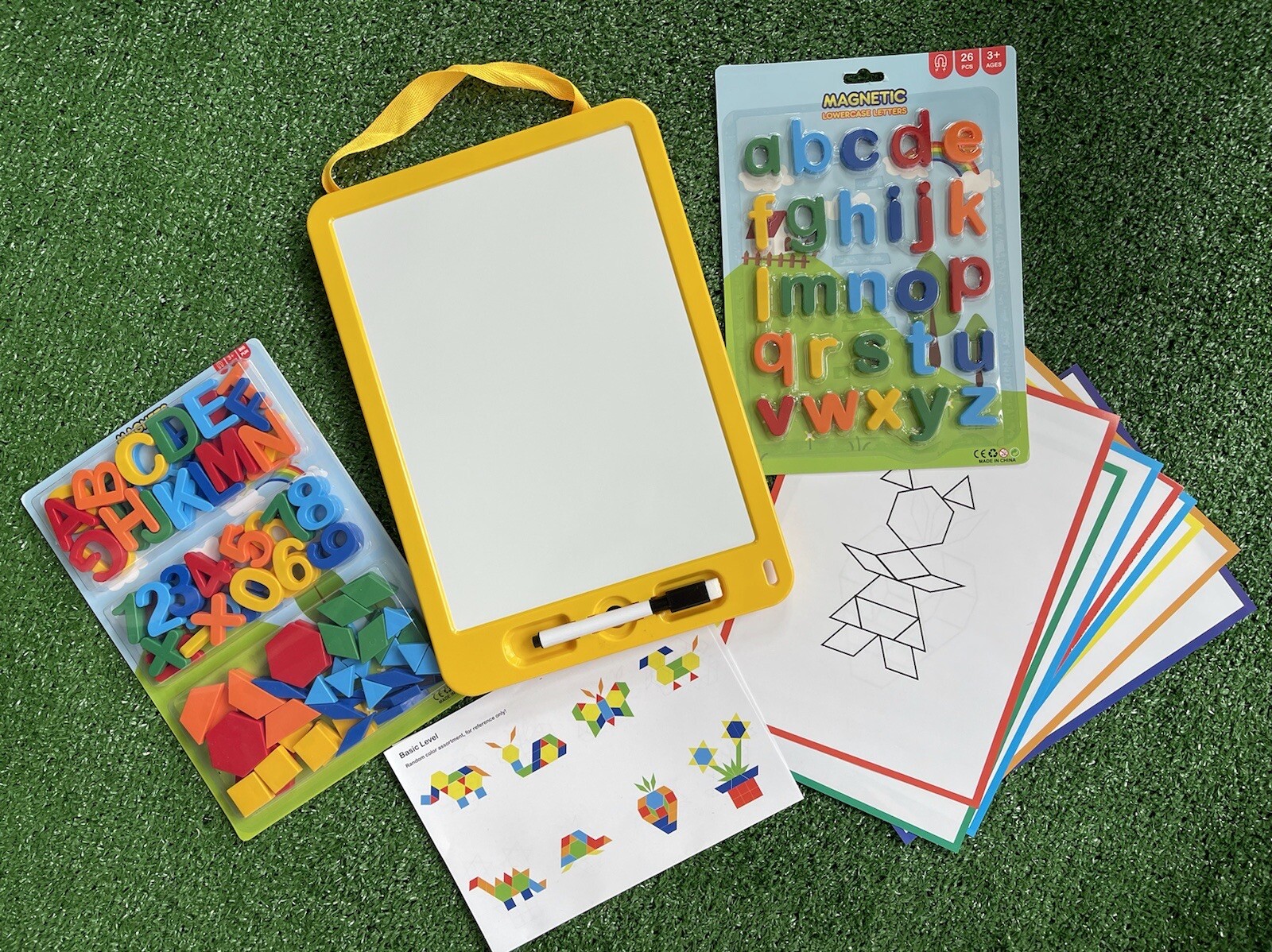 Whiteboard 125 Magnetic Alphabet Shapes with Storage Marker 
