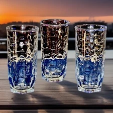 Crisa Dot Pattern Inside Retro Glassware Juice Glass Drinking Tumbler Set Of 3