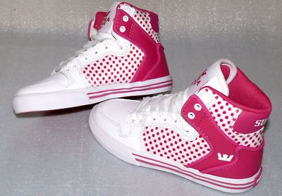 Supra Vaiders S11210K HI Leder Kinder Schuhe Freizeit Sneaker 30 US12 Rosa Weiß