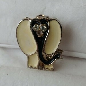 Elephant Lapel Pin Blue and White with Faux Diamond Eyes