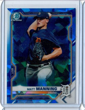 MATT MANNING 2021 Bowman Chrome Sapphire BCP-205 REFRACTOR ROOKIE TIGERS RC