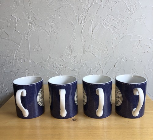 Set of 4 - RALPH LAUREN Blue Denim PORCELAIN Coffee Mug by Bartlett EX CONDITION - Picture 3 of 9
