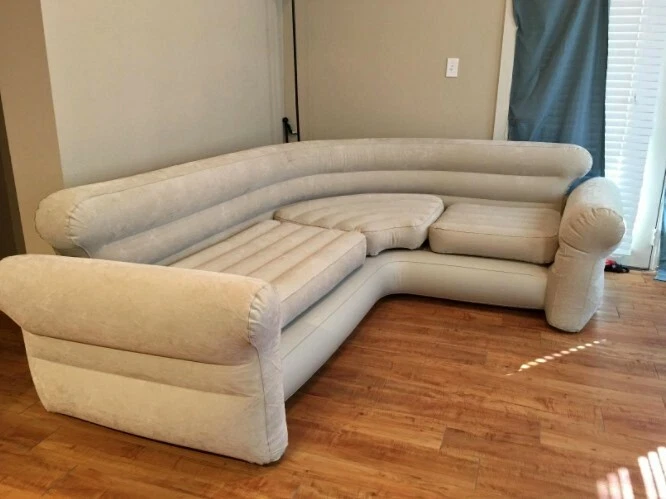 Inflatable L Shape Sofa Furniture Corner Couch Home Living Room Tan Comfortable