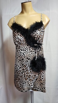 Vtg Y2K Seductive Wear by Cinema Etoile Babydoll Lingerie  Animal Print Sz XL