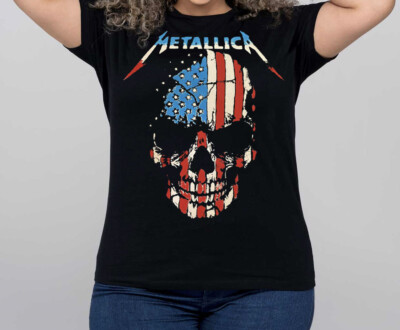 Metallica American Skull ROCK BAND Women's Black Plus T-Shirt