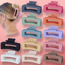 12 Pcs Medium Colorful Hair Clips 3.5 Inch Square Claw Clips for Women Girls