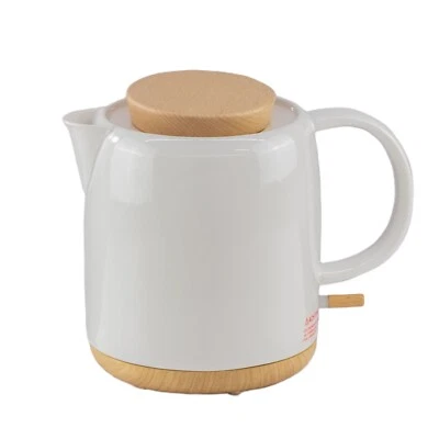 KVOTA Wasserkocher aus Keramik und Holz,1L, abnehmbarer Holz-Deckel, elektrisch,Design