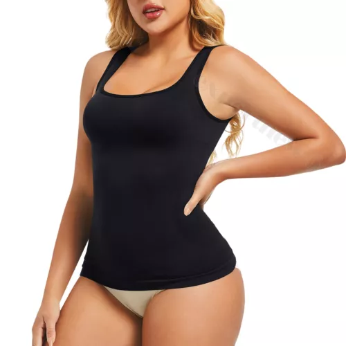 Women Seamless Slim Vest Tummy Control Body Shaper Compression Ribbed Tank Top - Picture 19 of 27