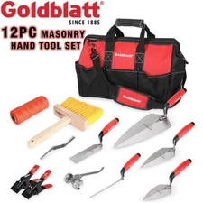 Goldblatt 12PCS Masonry Hand Tool Set Skate Wheel Joint Raker Masonry Brush Tool