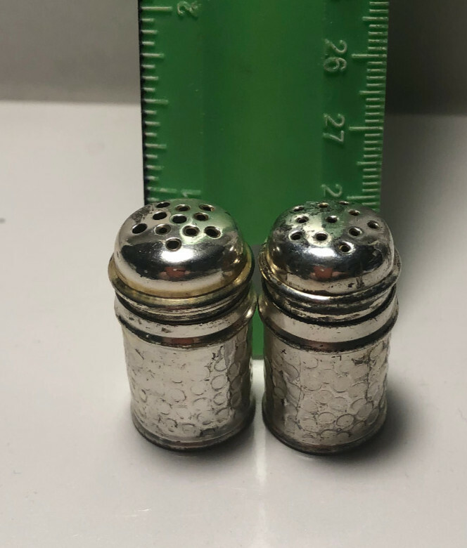 E. & J. B. Sheffield Hammered Metal Petite Salt/Pepper Shakers