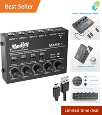New Mini Audio Mixer with 4 Channels - Ideal for Keyboards and Small Stages