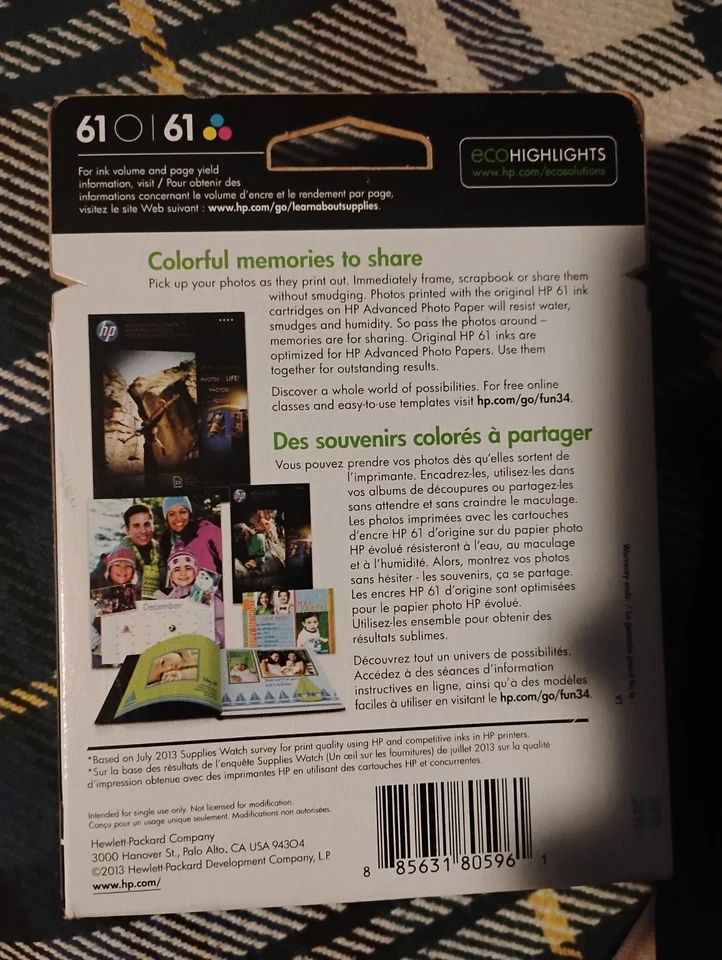 HP 61 Black Tri Color Ink Cartridges Combo 2-Pack Genuine OEM Original Expired - Image 3 of 4