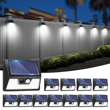 12 Pack Solar Fence Lights Waterproof, Motion Sensor Deck Lights Outdoor, Col...