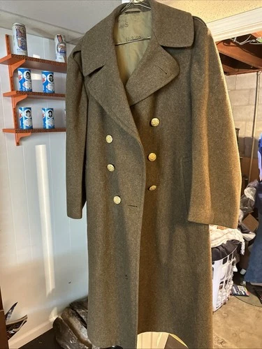 Vintage WW2 era US Army Wool Overcoat Trench Coat Military Size 40S Korean War