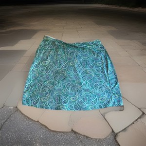 Skort Stretch Paisley Blue Skirt Women Size XLarge Summer Tennis Walking Beach.
