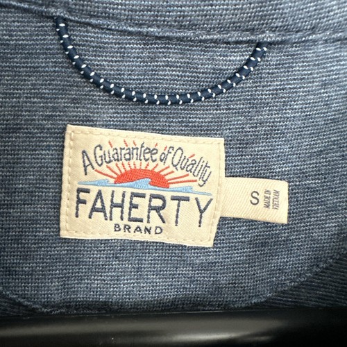 Camisa Polo Faherty Para Hombre Pequeña Azul Brezo Preppy Tejido Suave - Imagen 3 de 5