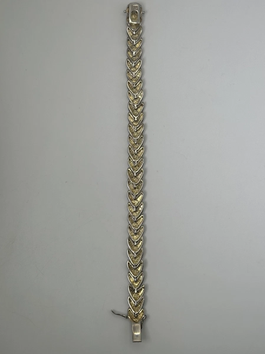 925 Sterlingsilber Diamant Akzent Chevron Welle Gliederarmband 7,5" 21,4 g