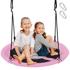 40" Saucer Tree Swing w/ Adjustable Hanging Ropes for Backyard or Outdoor Pink