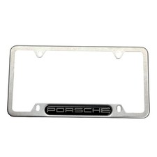 Porsche License Plate Frame Brushed Stainless Steel Silver Metal 4 Hole