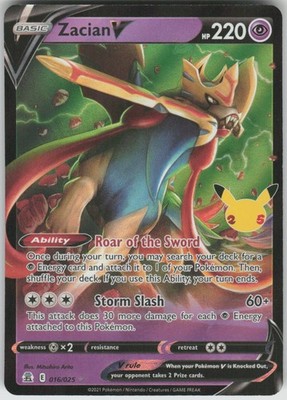 Zacian V V Rare Holo Celebrations NM 016/025