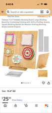Foldable Blocking Board 15.4" for crocheting knitting with 30 pcs in/pegs