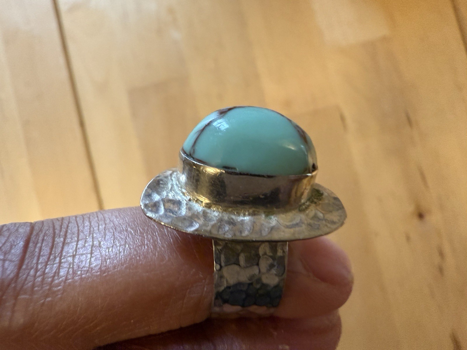 Sterling Silver Turquoise Adjustable Ring 925 Mex… - image 4