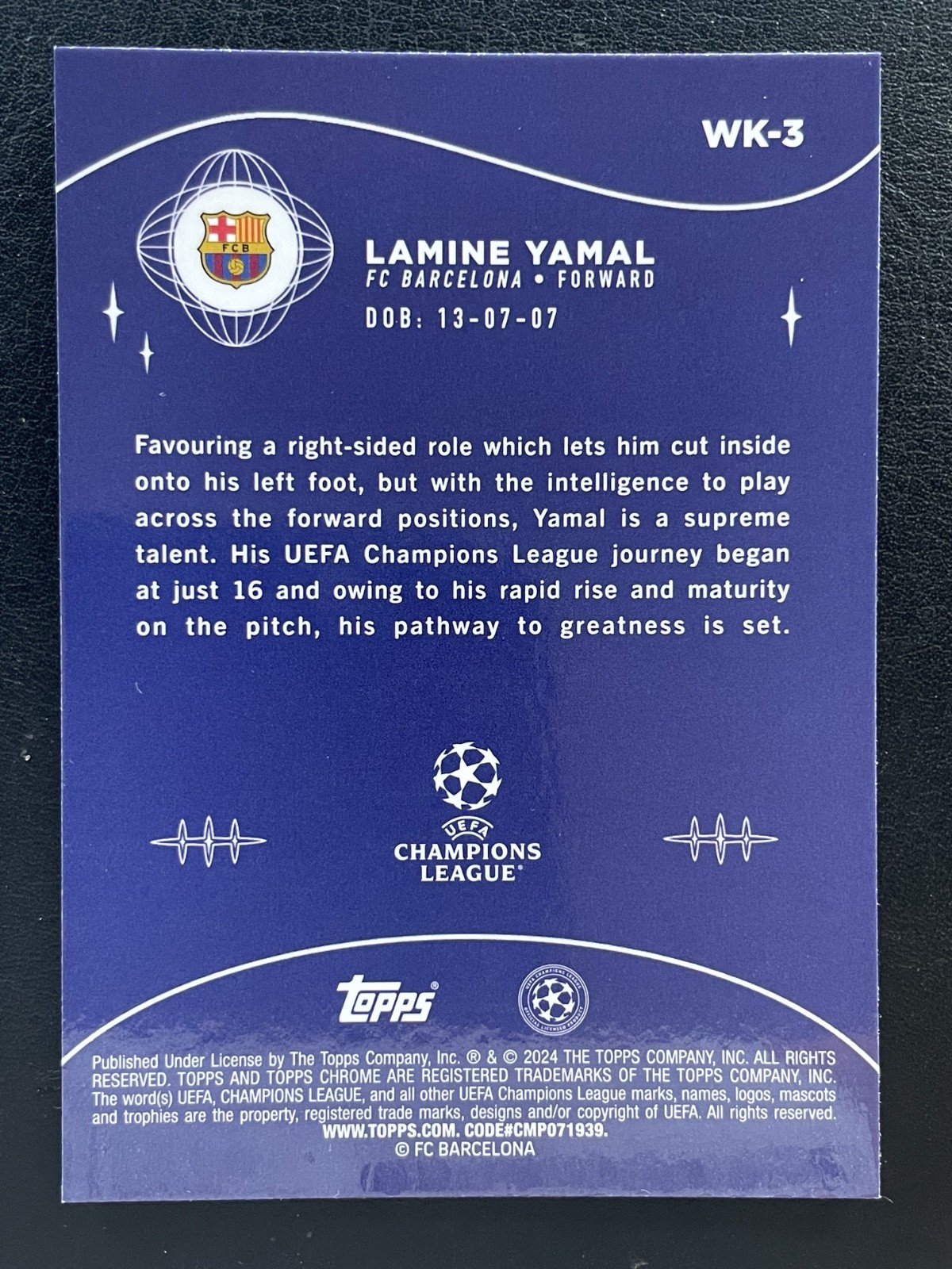 2024 Topps Chrome Wonderkids #WK3 Lamine Yamal RC Rookie view 2